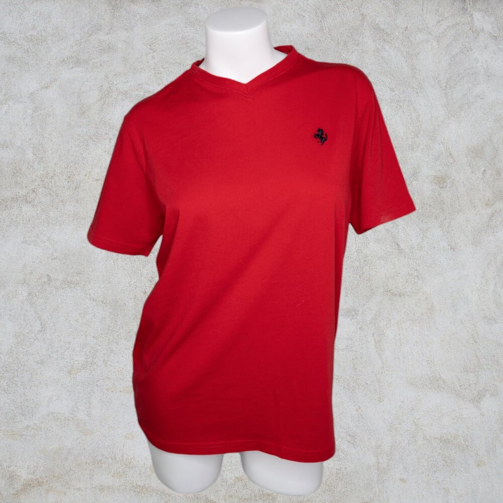 Ferrari Brand Monogrammed T-Shirt Embroidered Logo on Front Ferrari Name on Back